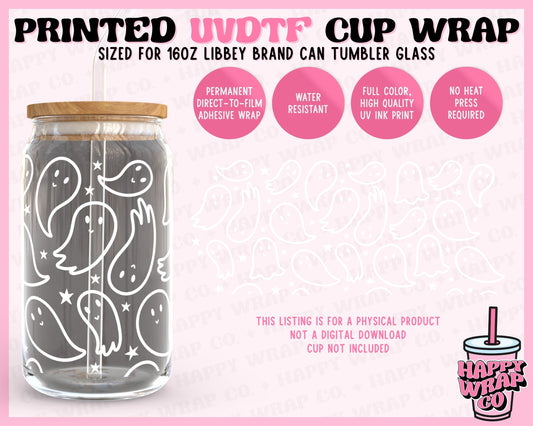 Cute Ghosties - UVDTF Beer Can Glass Wrap (Ready-to-Ship)