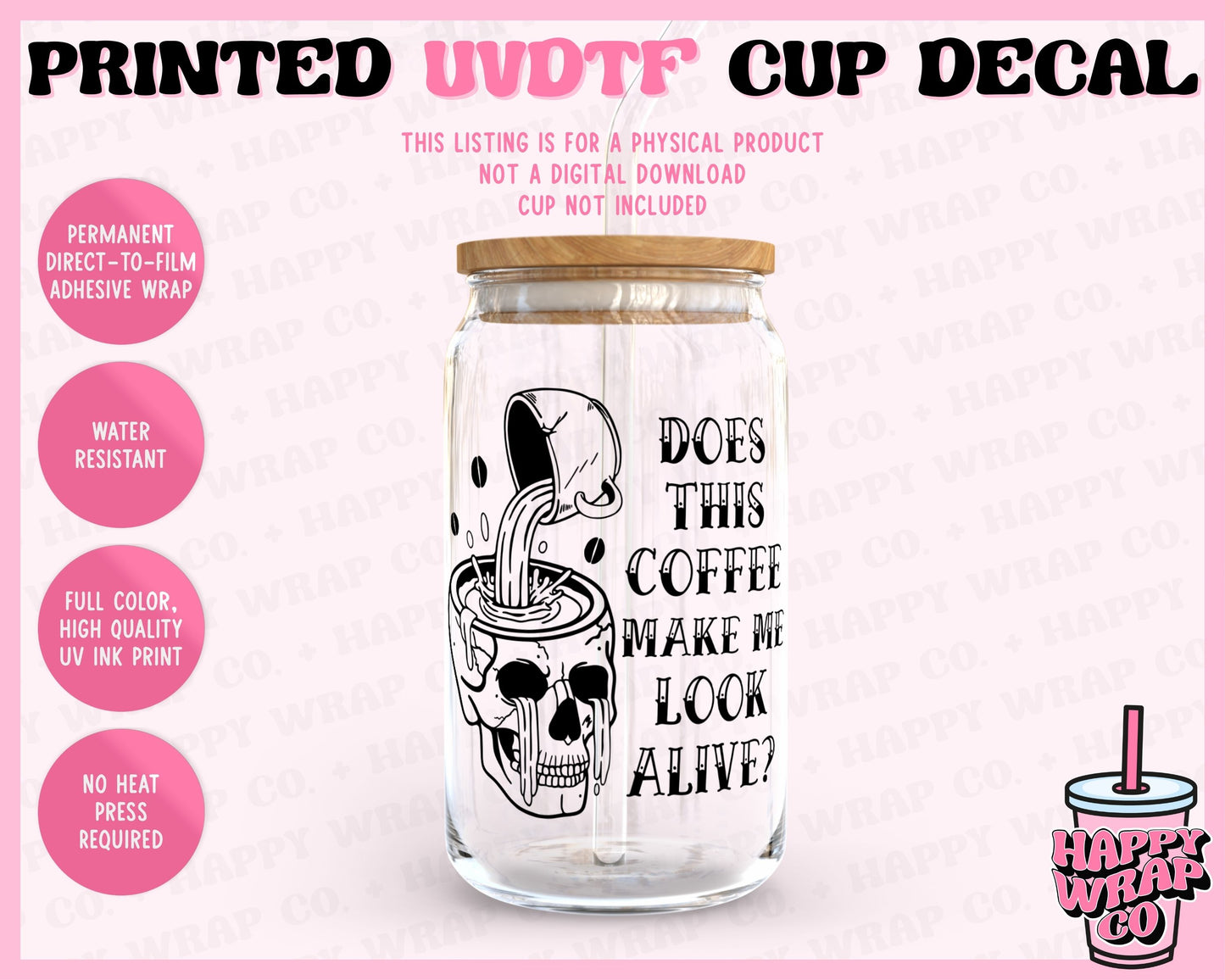 Skull Coffee - UVDTF Cup Decal (Ready-to-Ship)