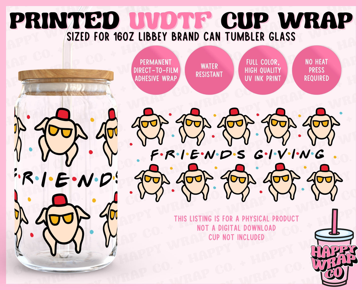 Friendsgiving - UVDTF Beer Can Glass Wrap (Ready-to-Ship)