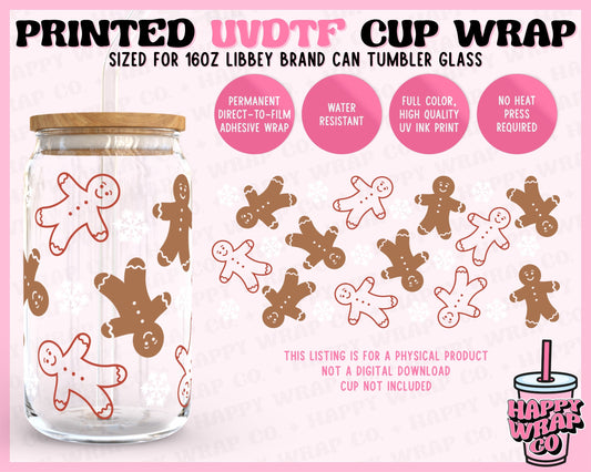 Gingerbread Snowflakes - UVDTF Beer Can Glass Wrap (Ready-to-Ship)