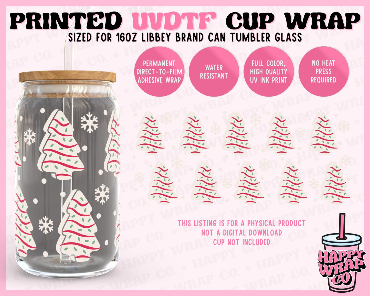 Christmas Tree Cakes - UVDTF Beer Can Glass Wrap (Ready-to-Ship) (Double-Sided)