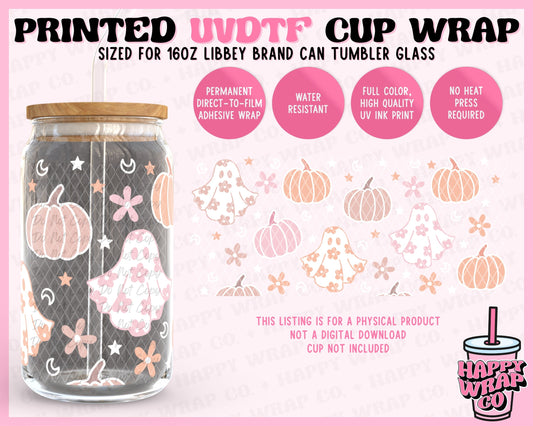 Boho Daisy Ghosts - UVDTF Beer Can Glass Wrap (Ready-to-Ship)