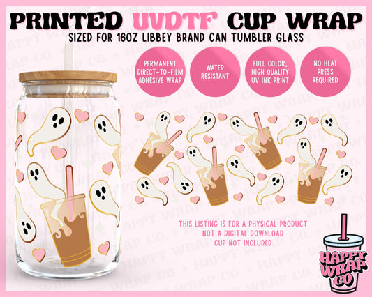 Cute Ghost Lattes - UVDTF Beer Can Glass Wrap (Ready-to-Ship)