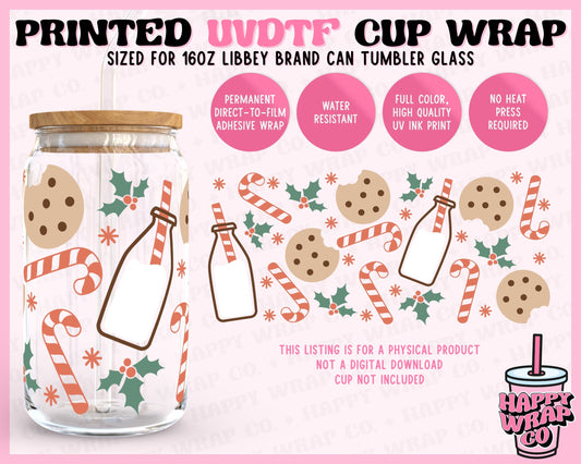 Christmas Cookies and Milk - UVDTF Beer Can Glass Wrap (Ready-to-Ship)