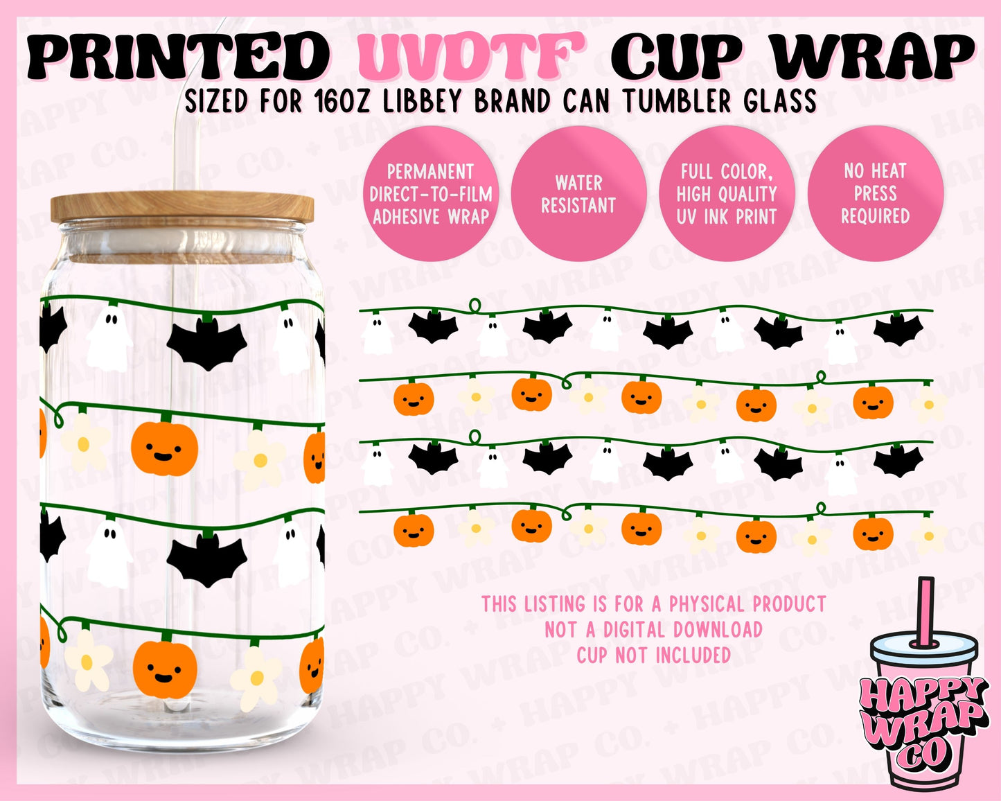 Halloween Lights - UVDTF Beer Can Glass Wrap (Ready-to-Ship)