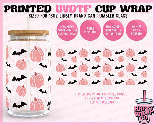 Pumpkins and Bats - UVDTF Beer Can Glass Wrap (Ready-to-Ship)