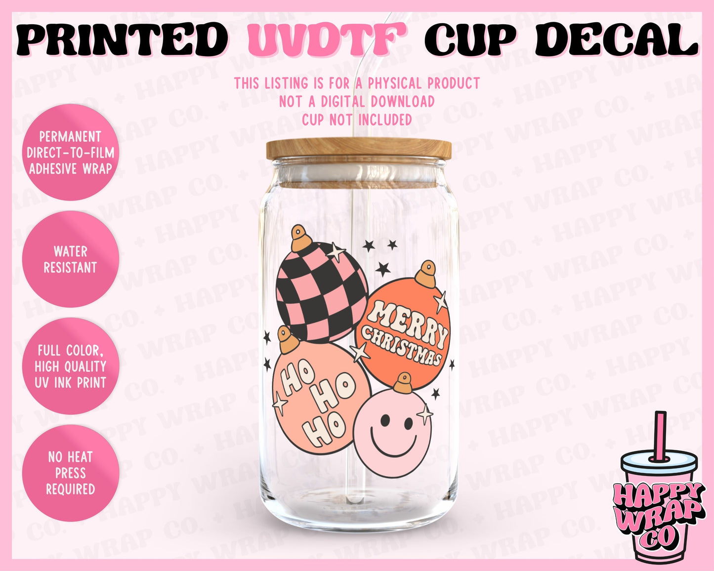 Christmas Ornaments - UVDTF Cup Decal (Ready-to-Ship)