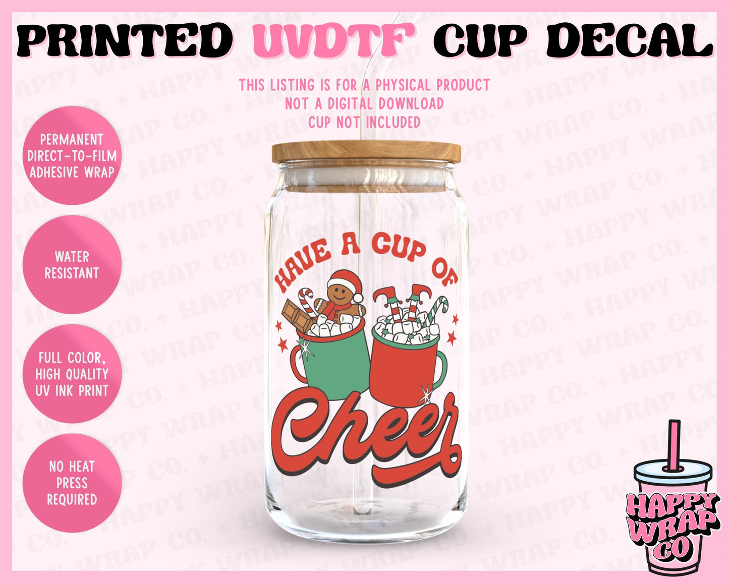 Cup of Cheer - UVDTF Cup Decal (Ready-to-Ship)