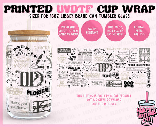 TTPD Tracks - UVDTF Beer Can Glass Wrap (Ready-to-Ship) (Double-Sided)