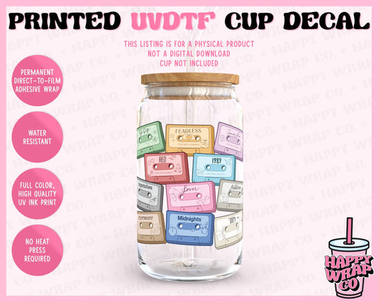 TS Eras Cassette Tapes - UVDTF Cup Decal (Ready-to-Ship) (Double-Sided)