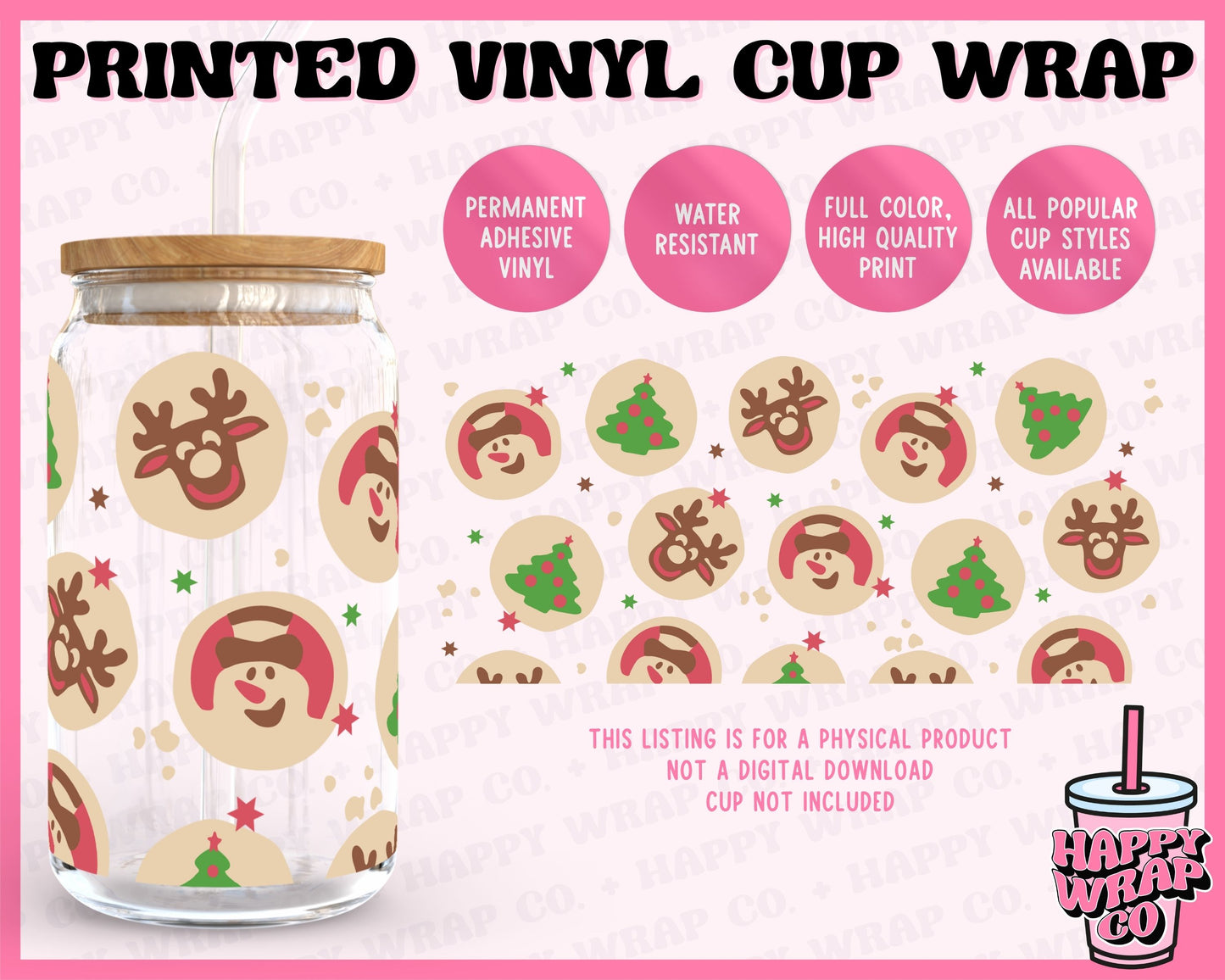 Christmas Cookies - Vinyl Beer Can Glass Wrap