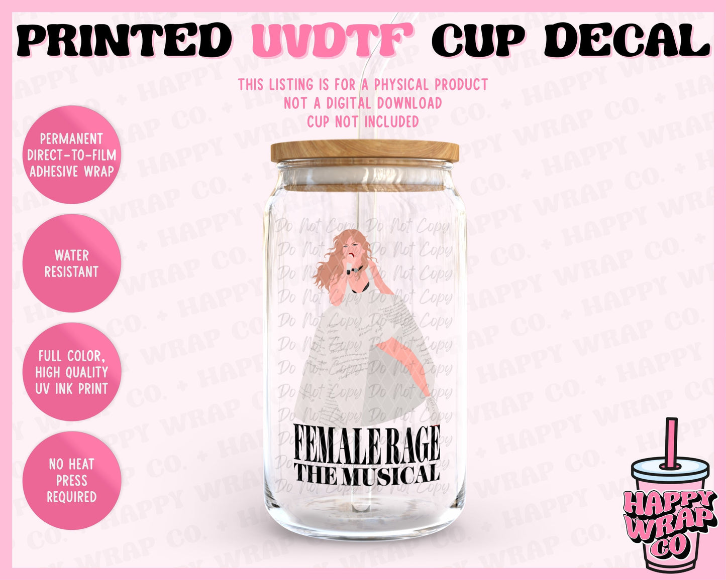 Female Rage The Musical - UVDTF Cup Decal (Ready-to-Ship)
