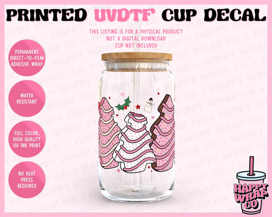 Pink Christmas Cakes - UVDTF Cup Decal (Ready-to-Ship)