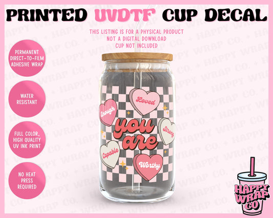 Checkered Positive Affirmations - UVDTF Cup Decal (Ready-to-Ship)