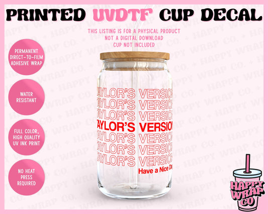 Taylor's Version - UVDTF Cup Decal (Ready-to-Ship)