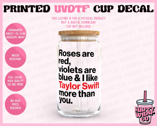 Roses are Red - UVDTF Cup Decal (Ready-to-Ship)