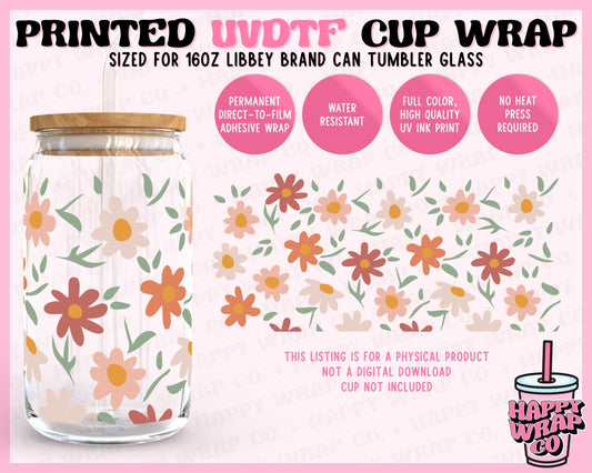 Lazy Daisies - UVDTF Beer Can Glass Wrap (Ready-to-Ship)