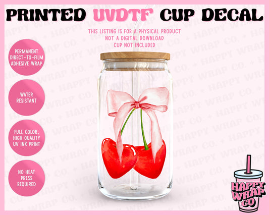 Heart Cherry Bows - UVDTF Cup Decal (Ready-to-Ship)