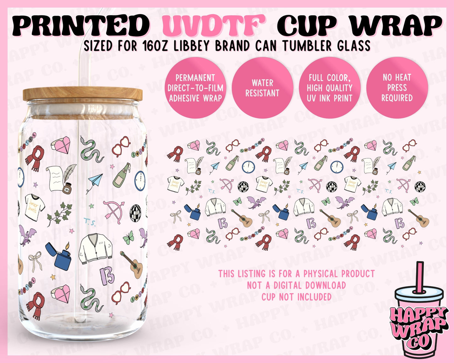 T.S. Symbols - UVDTF Beer Can Glass Wrap (Ready-to-Ship) (Double-Sided)