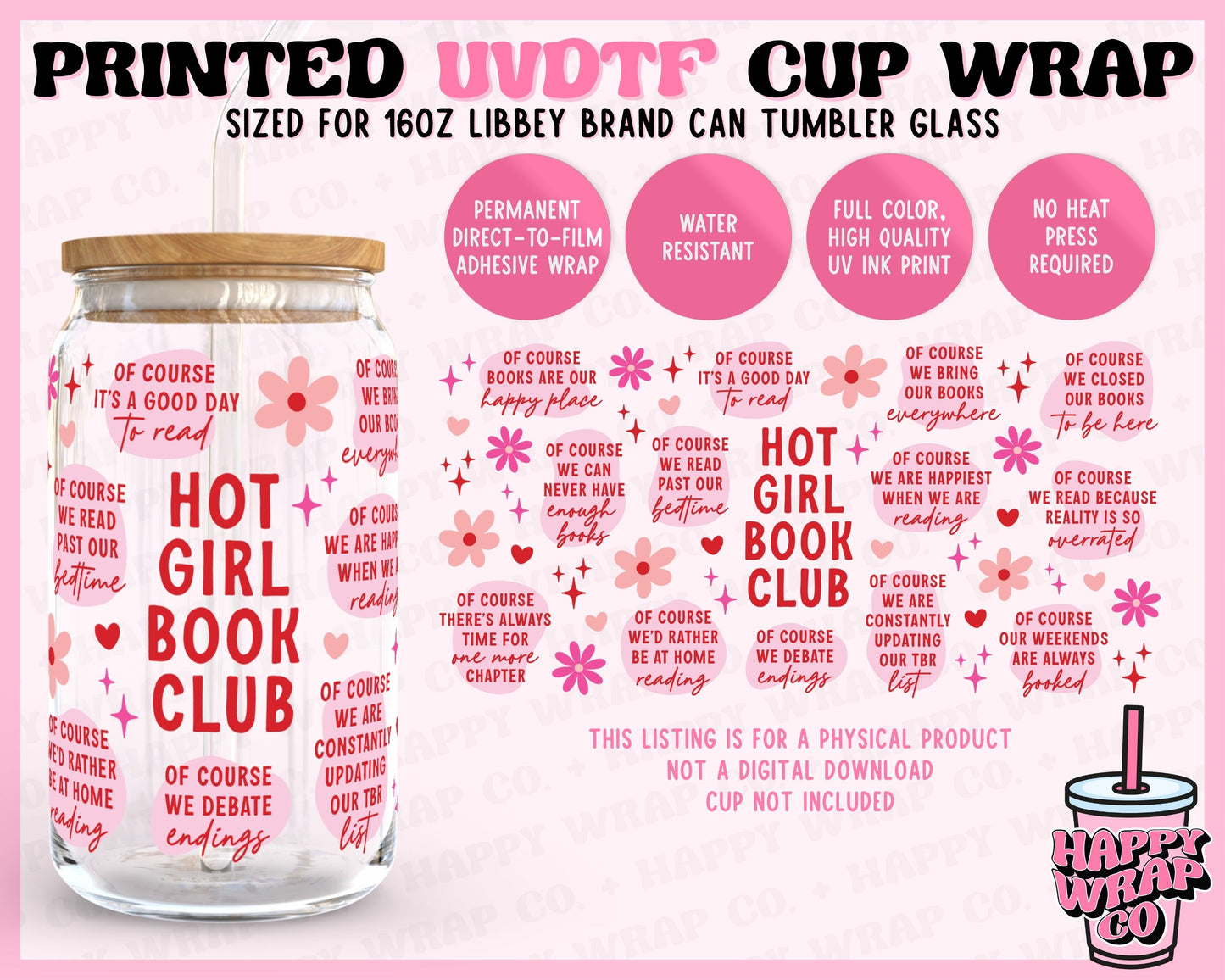 Hot Girl Book Club - UVDTF Beer Can Glass Wrap (Ready-to-Ship) (Double-Sided)