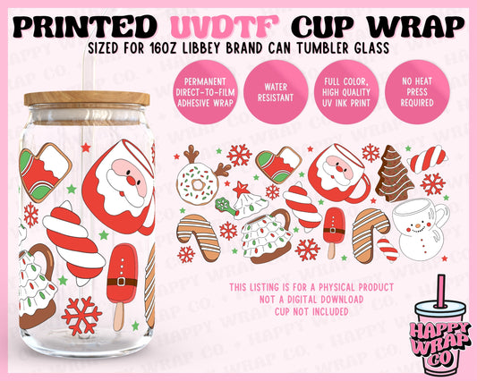 Cute Holiday Mugs and Treats - UVDTF Beer Can Glass Wrap (Ready-to-Ship) (Double-Sided)