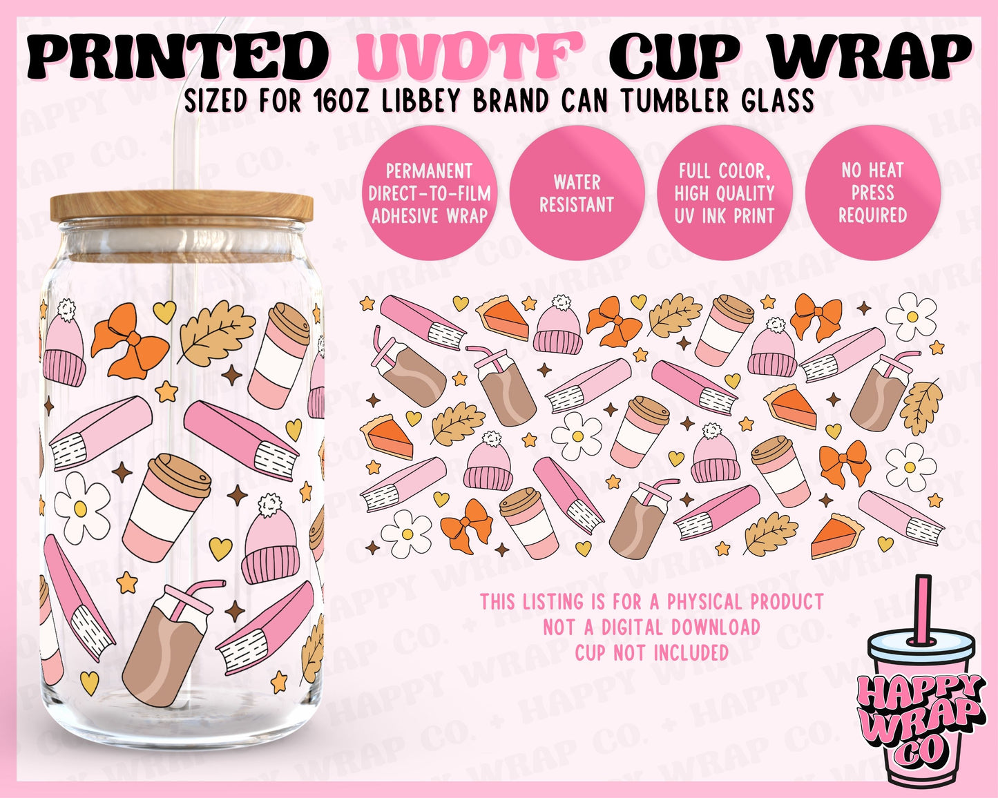 Cute Fall Things - UVDTF Beer Can Glass Wrap (Ready-to-Ship) (Double-Sided)