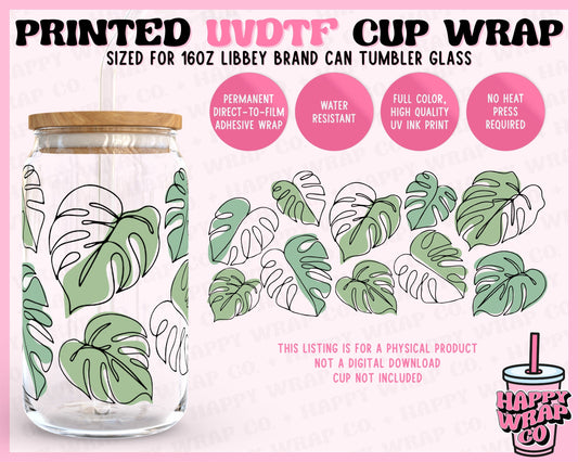 Monstera Leaves - UVDTF Beer Can Glass Wrap (Ready-to-Ship)