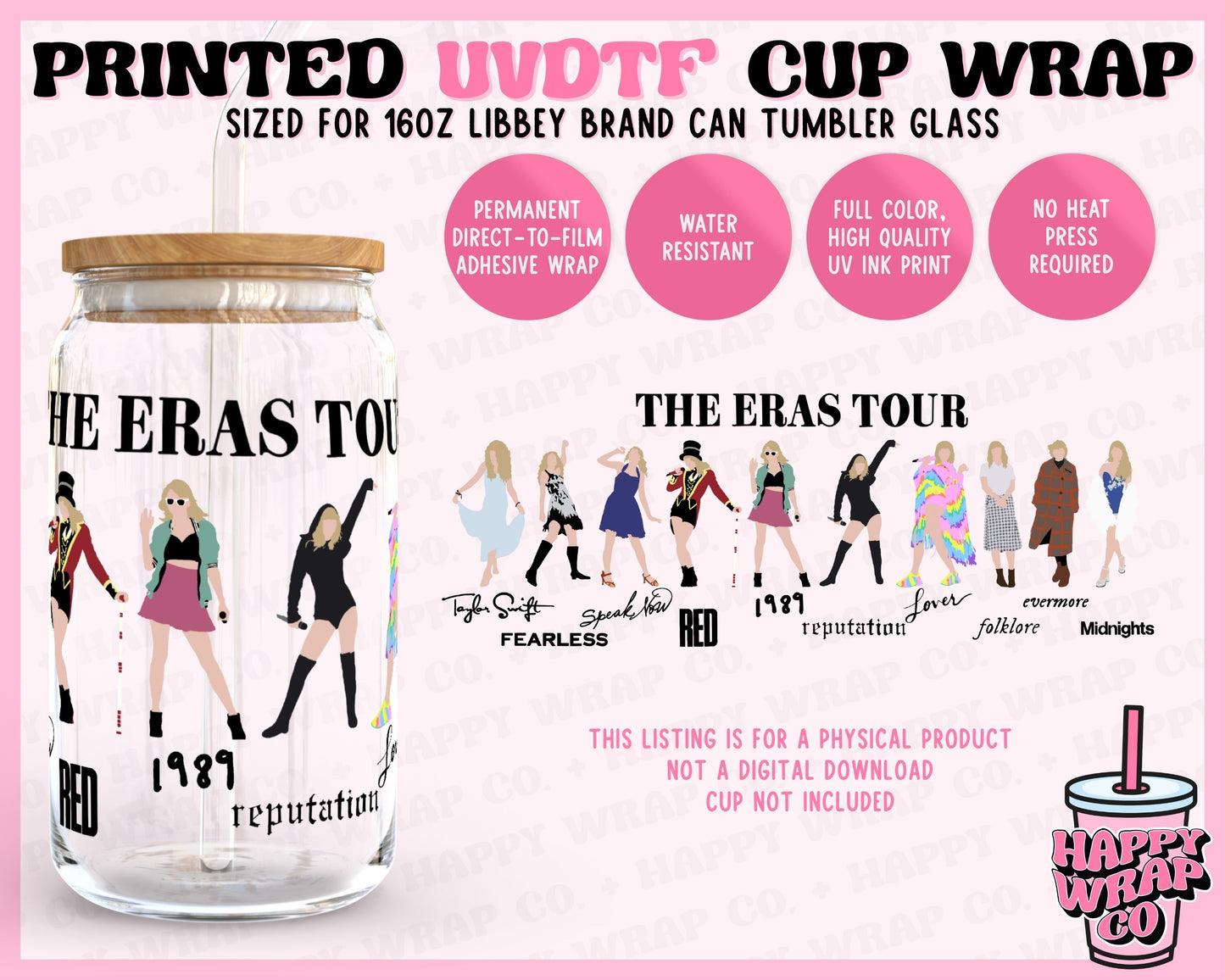 Taylor Swift Eras Tour Cup Glassware 16oz