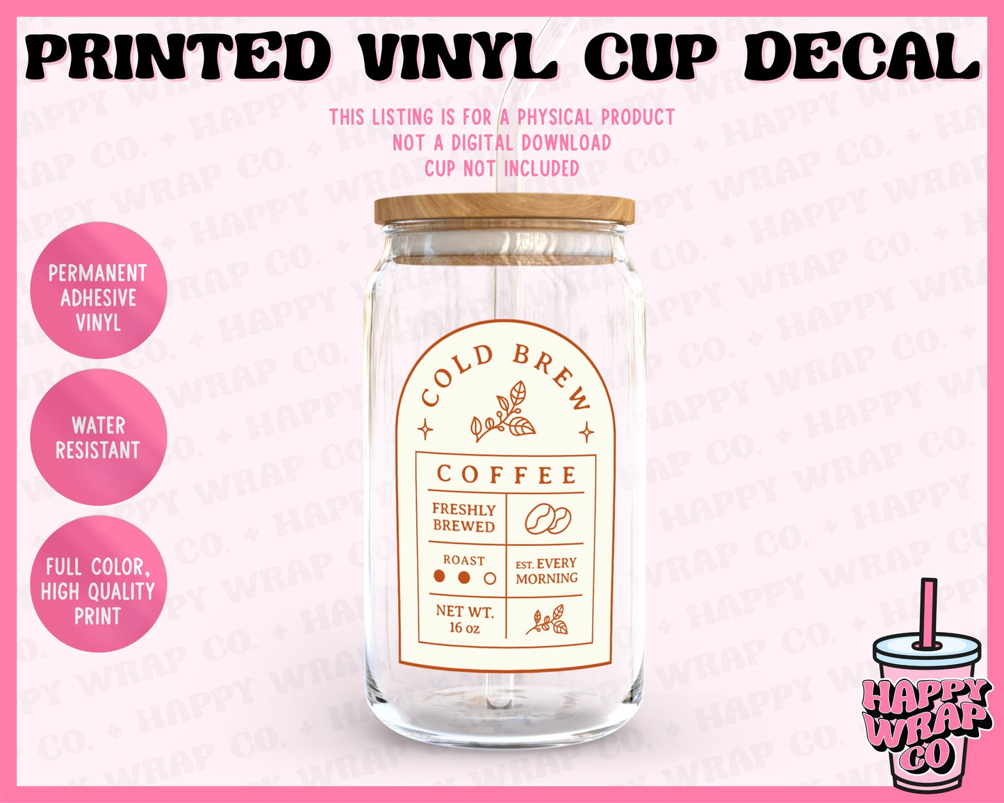 Trendy Cold Brew Coffee - Vinyl Cup Decal