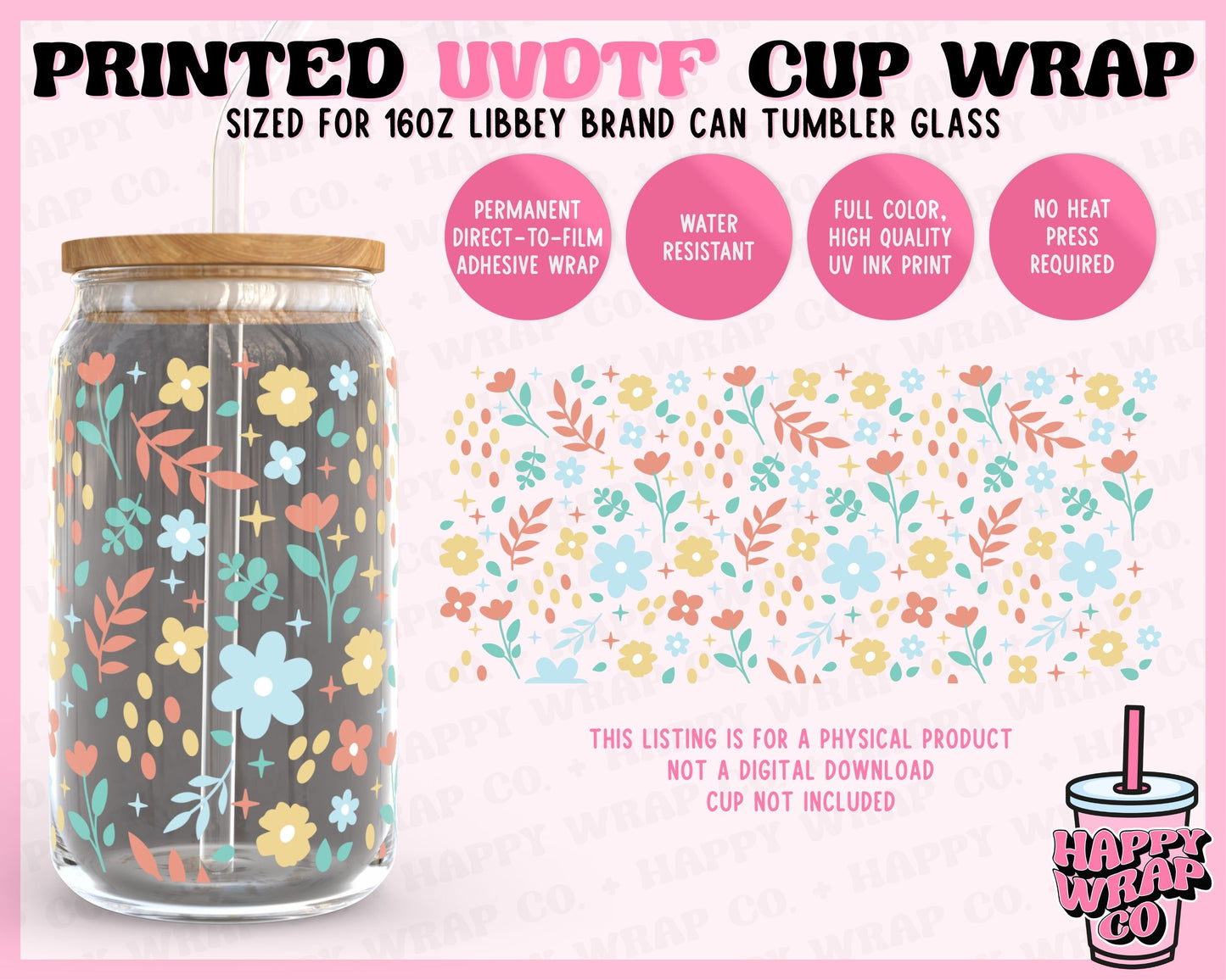 Full Bloom - UVDTF Beer Can Glass Wrap (Ready-to-Ship) – Happy Wrap Co.