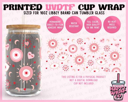 Pink Evil Eye - UVDTF Beer Can Glass Wrap (Ready-to-Ship)