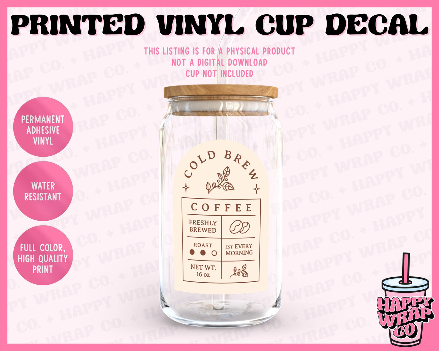 Trendy Cold Brew Coffee - Vinyl Cup Decal