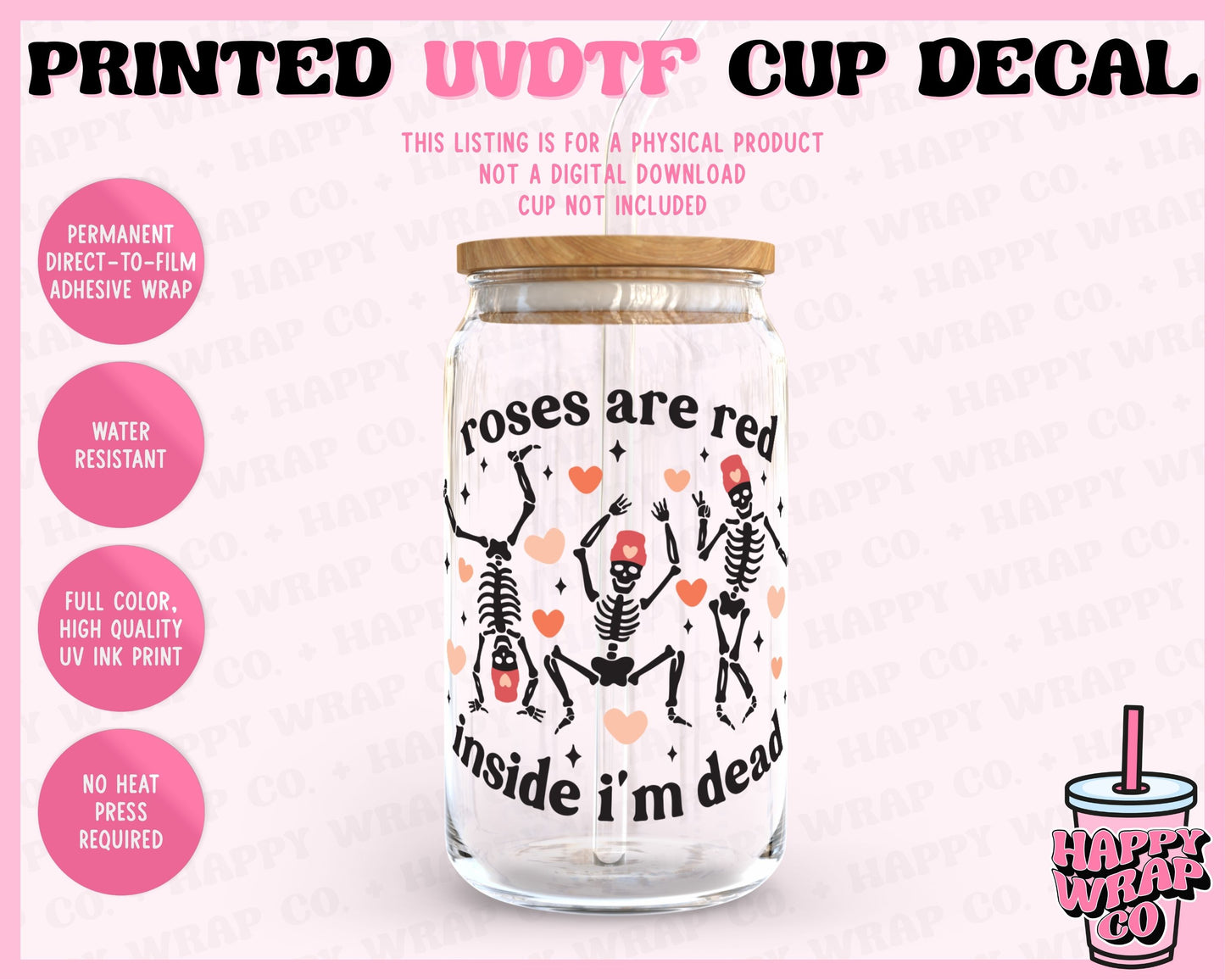Roses are Red - UVDTF Cup Decal (Ready-to-Ship)