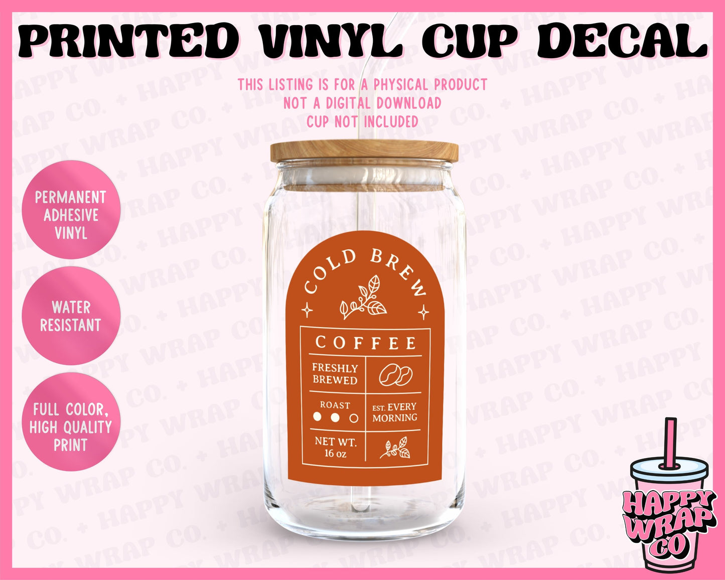 Trendy Cold Brew Coffee - Vinyl Cup Decal