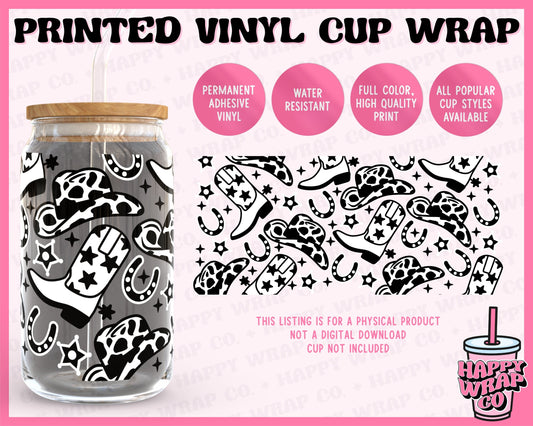 Black and White Cowgirl - Vinyl Cup Wrap