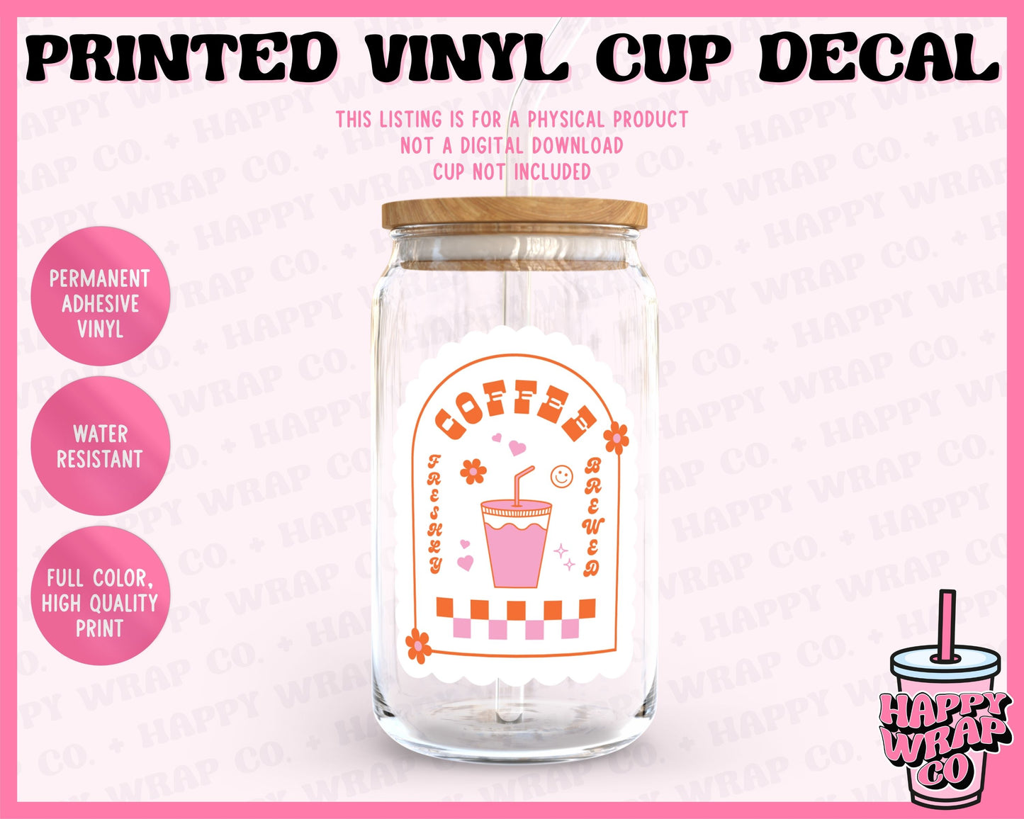 Freshly Brewed Retro Coffee - Vinyl Cup Decal