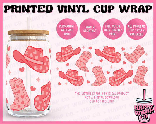 Cowgirl Love Hearts - Vinyl Cup Wrap