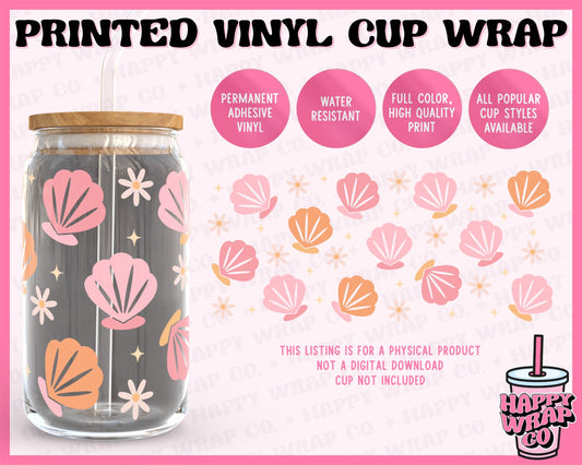 Pastel Seashells - Vinyl Beer Can Glass Wrap