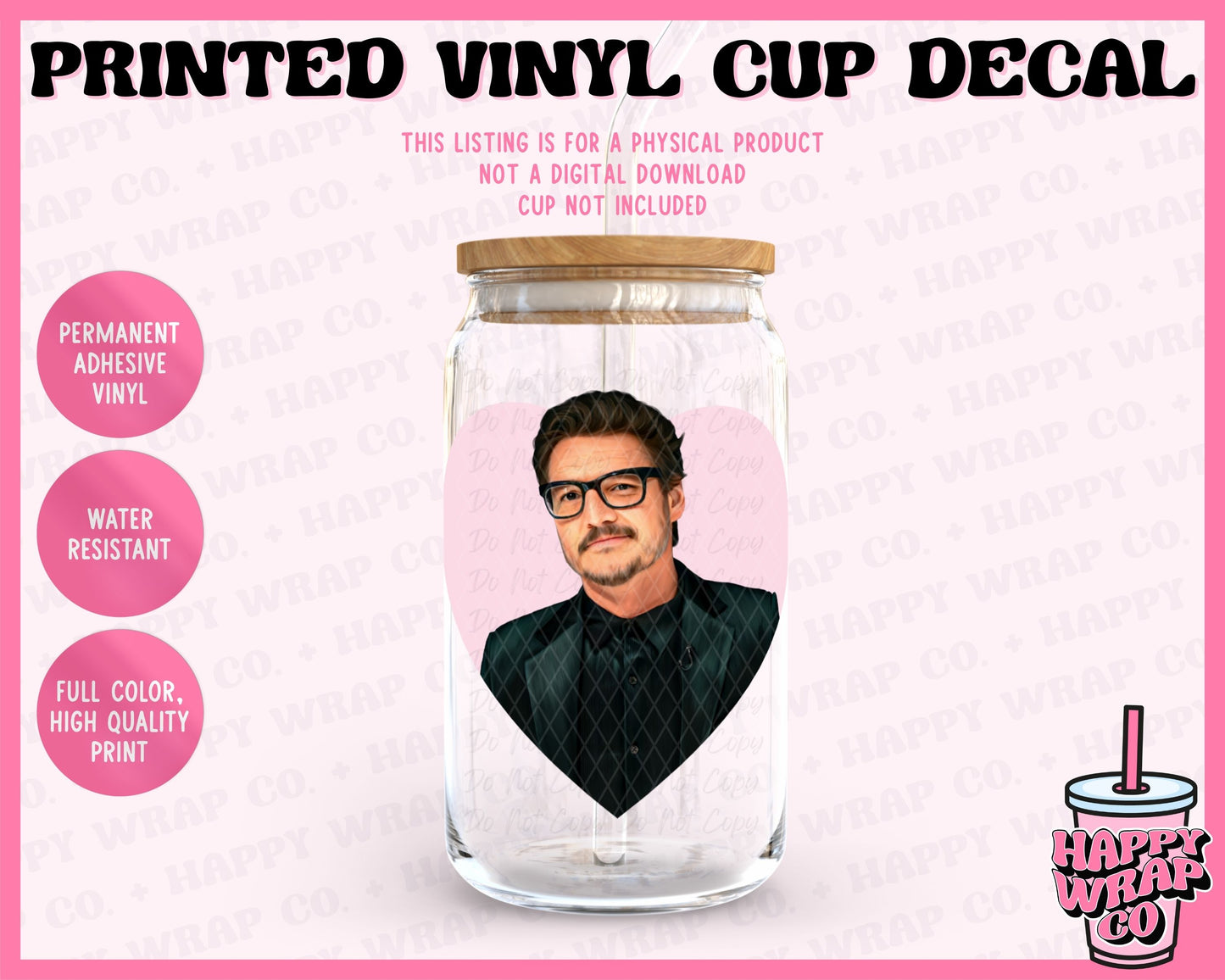 Pedro Pascal Heart - Vinyl Cup Decal