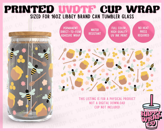 Honey Bee - UVDTF Beer Can Glass Wrap (Ready-to-Ship)