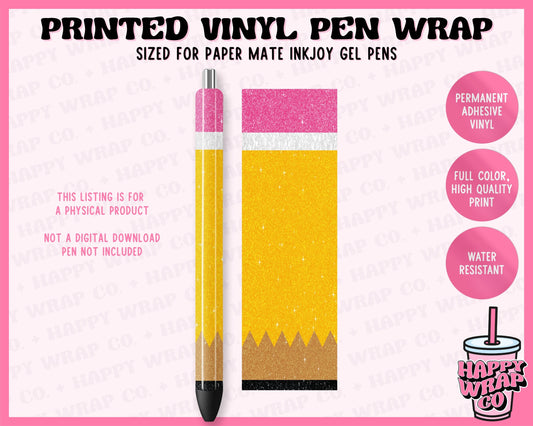 Faux Glitter Pencil - Vinyl Pen Wrap