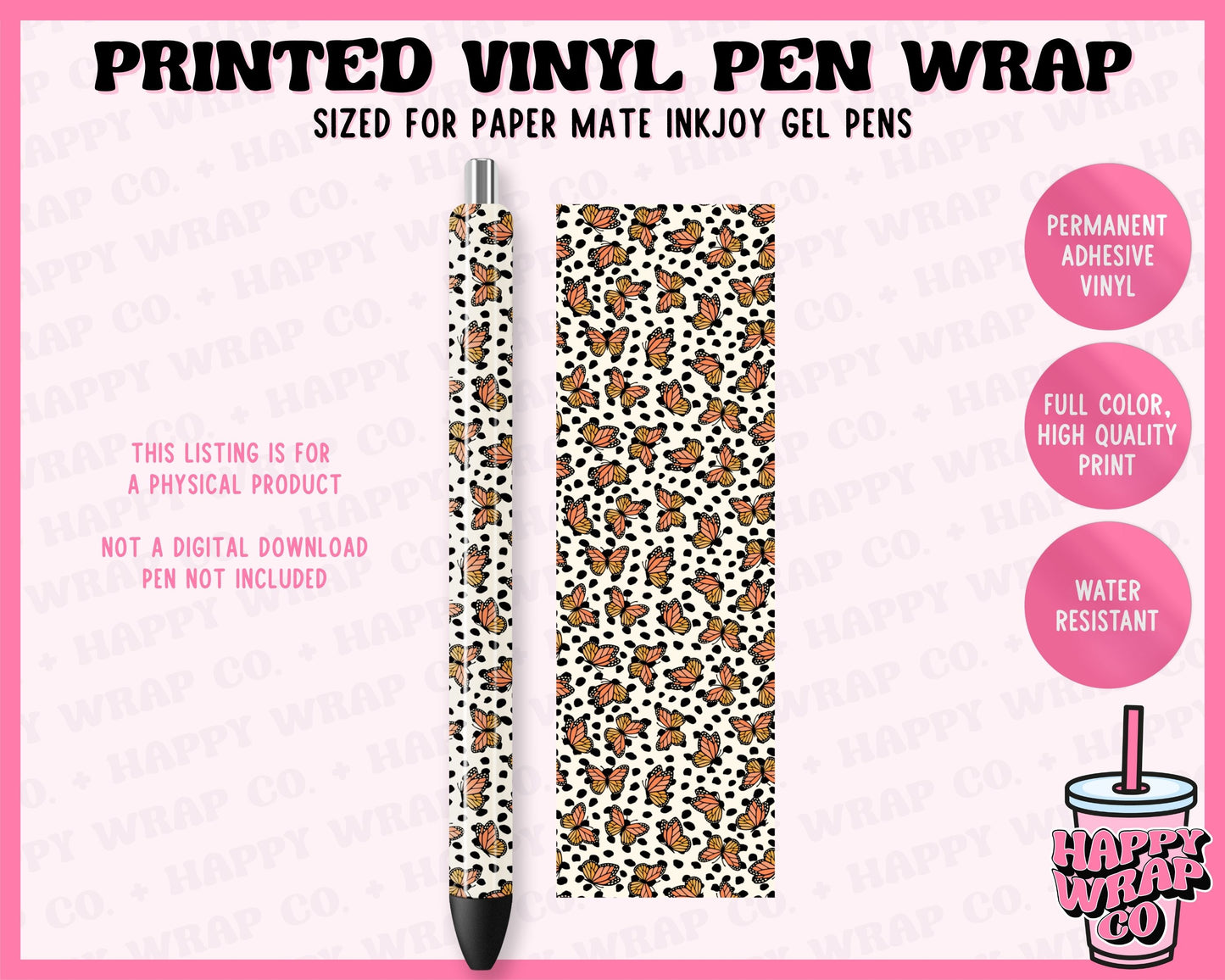 Boho Butterflies - Vinyl Pen Wrap