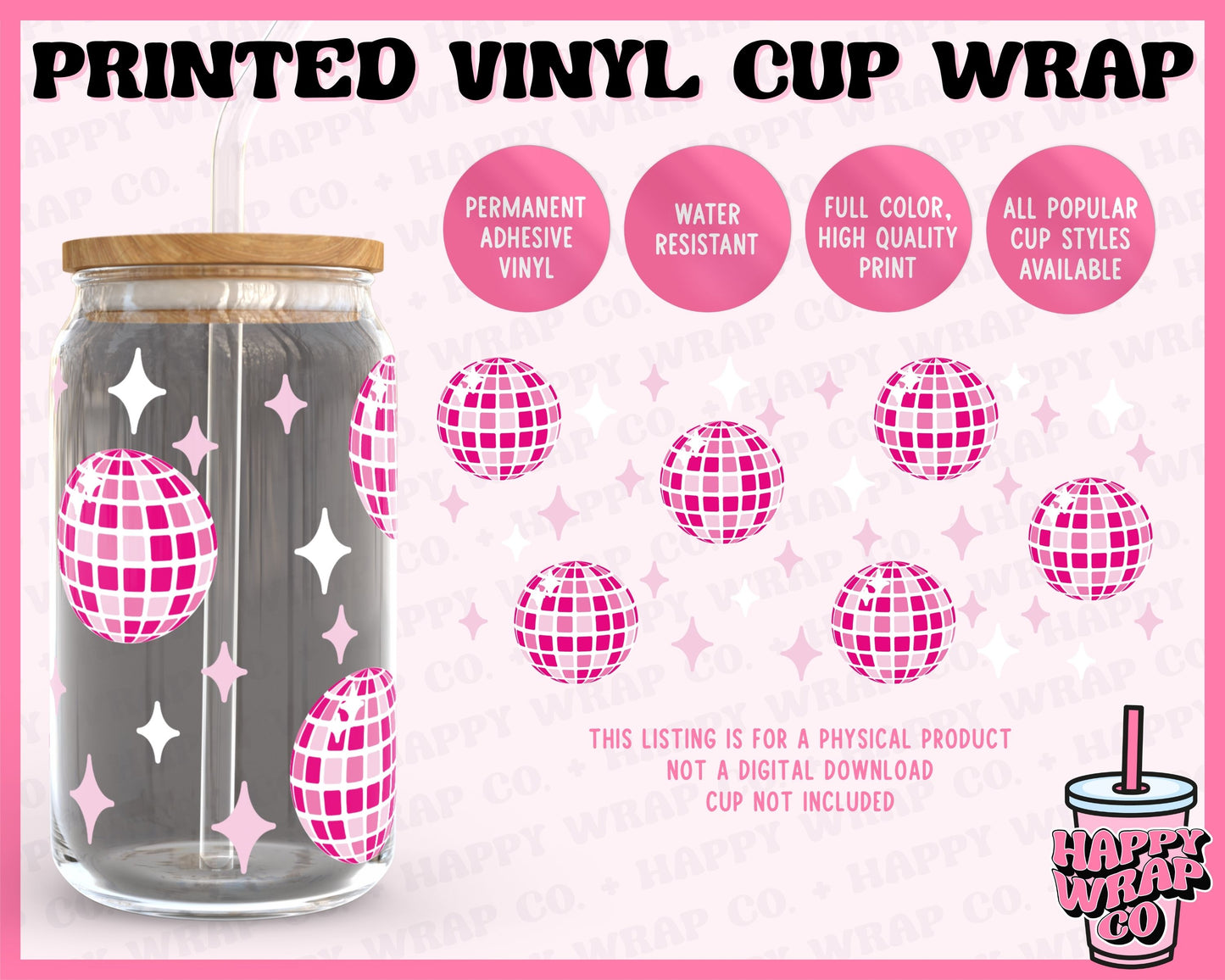 Classic Pink Disco - Vinyl Cup Wrap